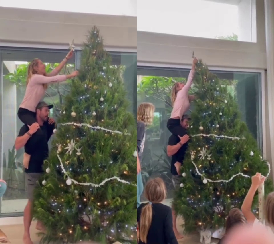 Chris Hemsworth than phiền về cột sống sau khi trang trí cây thông Noel